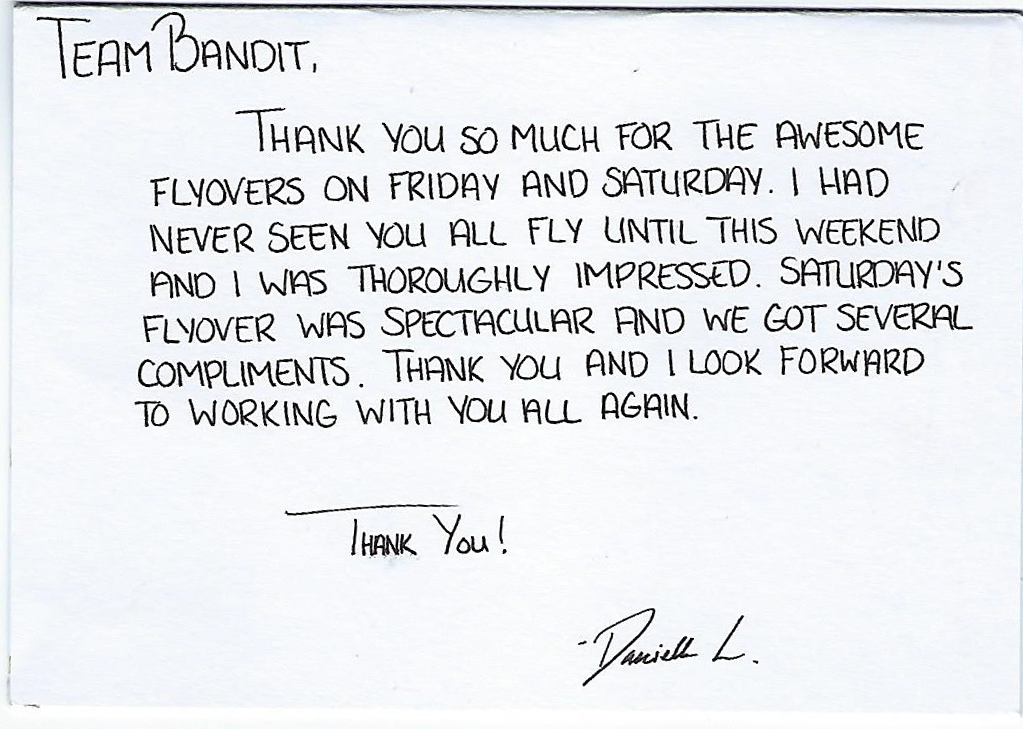 Thank You Bandit flight team 